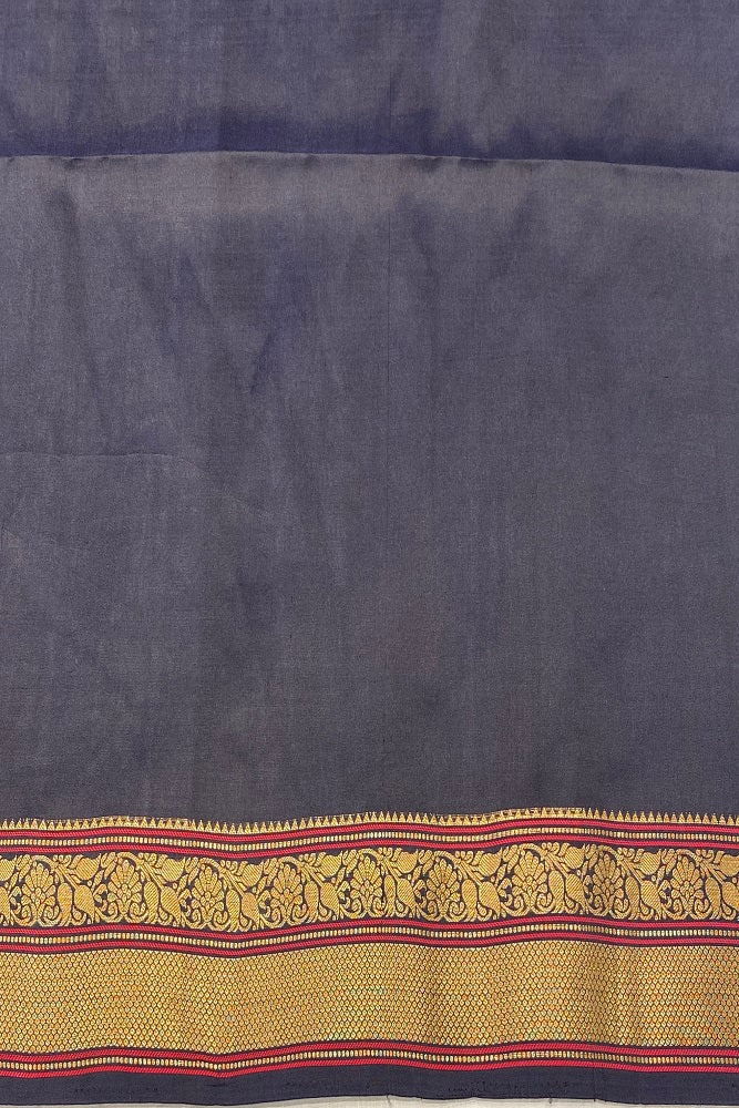 Black Pure Coimbatore Silk Saree, With Unstiched Blouse