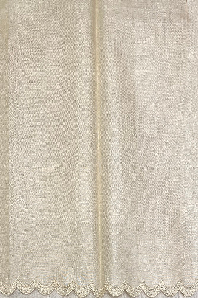 Offwhite Tussar Organza Saree With Appliqué Work Border, With Unstitched Blouse