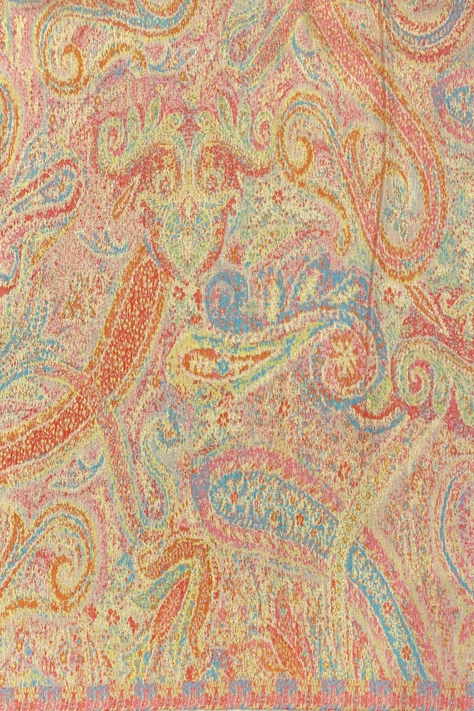 Offwhite Peach Pure Kani Handloom Silk Saree With Unstiched Woven Blouse