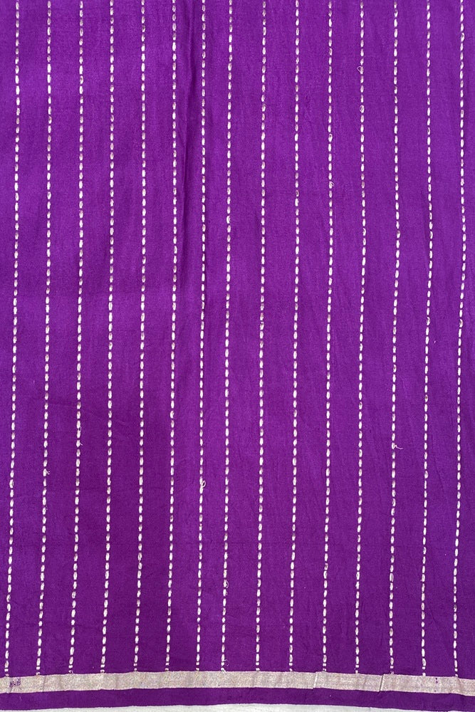 Deep Purple Mashru Silk Banarasi Handloom Saree, With Unstiched Blouse