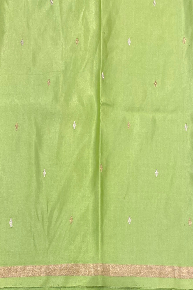 Pastel Green Mashru Silk Banarasi Handloom Saree, With Unstiched Blouse