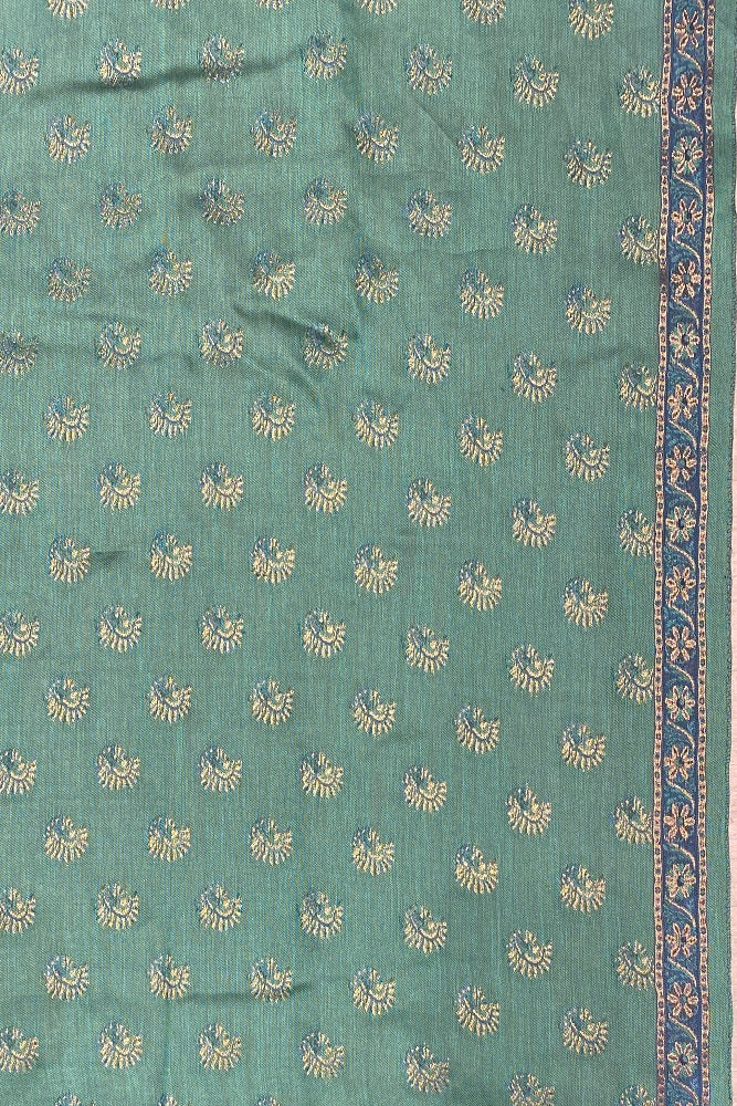 Dark Blue Pure Kani Handloom Silk Saree With Unstiched Buta Woven Blouse