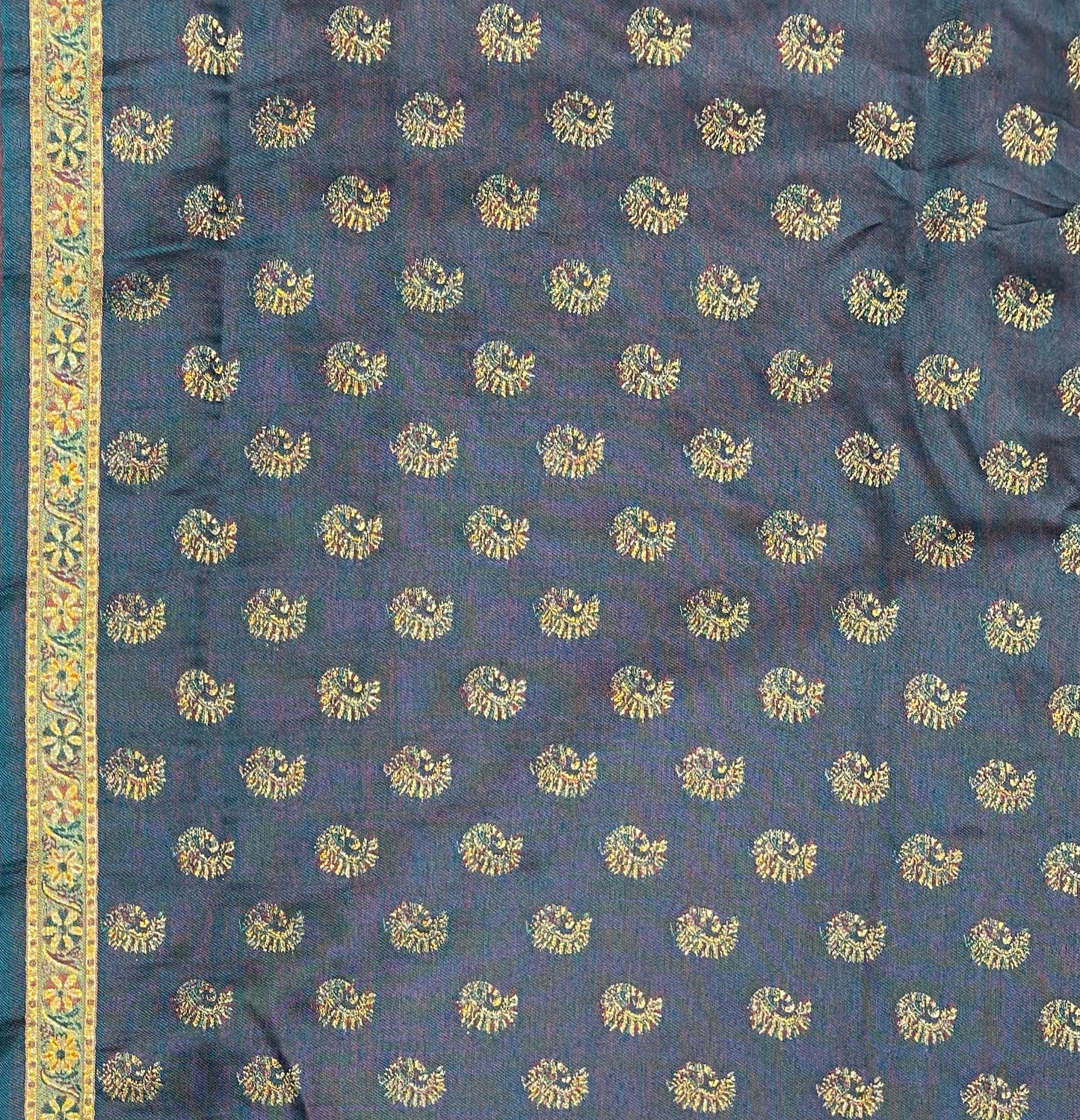 Dark Blue & Purple Pure Kani Handloom Silk Saree With Unstiched Buta Woven Blouse