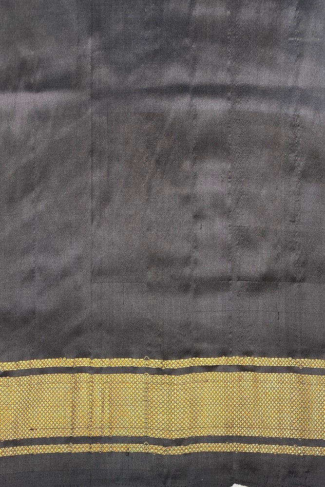 Multi, Balck & White Pochampally Ikat Silk Saree, With Unstiched Blouse