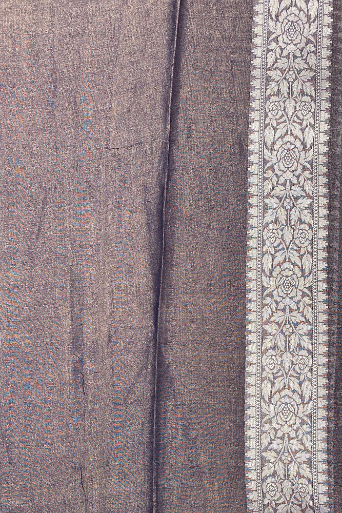 Ink Blue Pure Tissue Banarasi Saree, With Blouse Piece