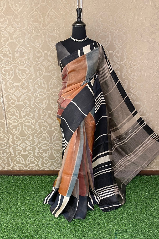 Multi Tissue Banarasi  Silk Saree With Blouse Piece