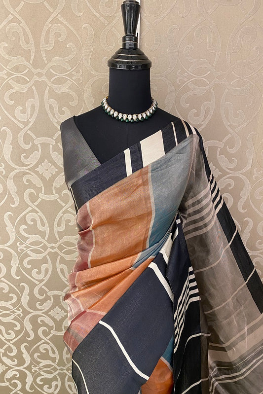 Multi Tissue Banarasi  Silk Saree With Blouse Piece