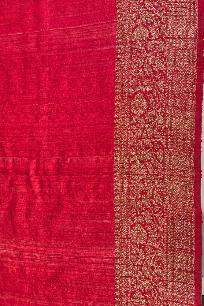 Black Pure Tussar Banarasi Silk With Hand Woven Motifs