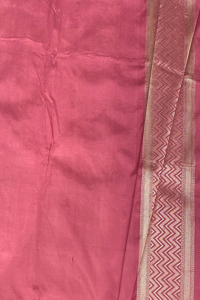 Pink Orange Uppada Silk Saree Weaving Jaal Work And Border With Blouse