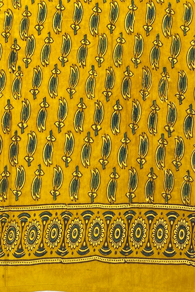 Yellow Pure Modal Silk Ajrakh  Printed  Saree With Blouse