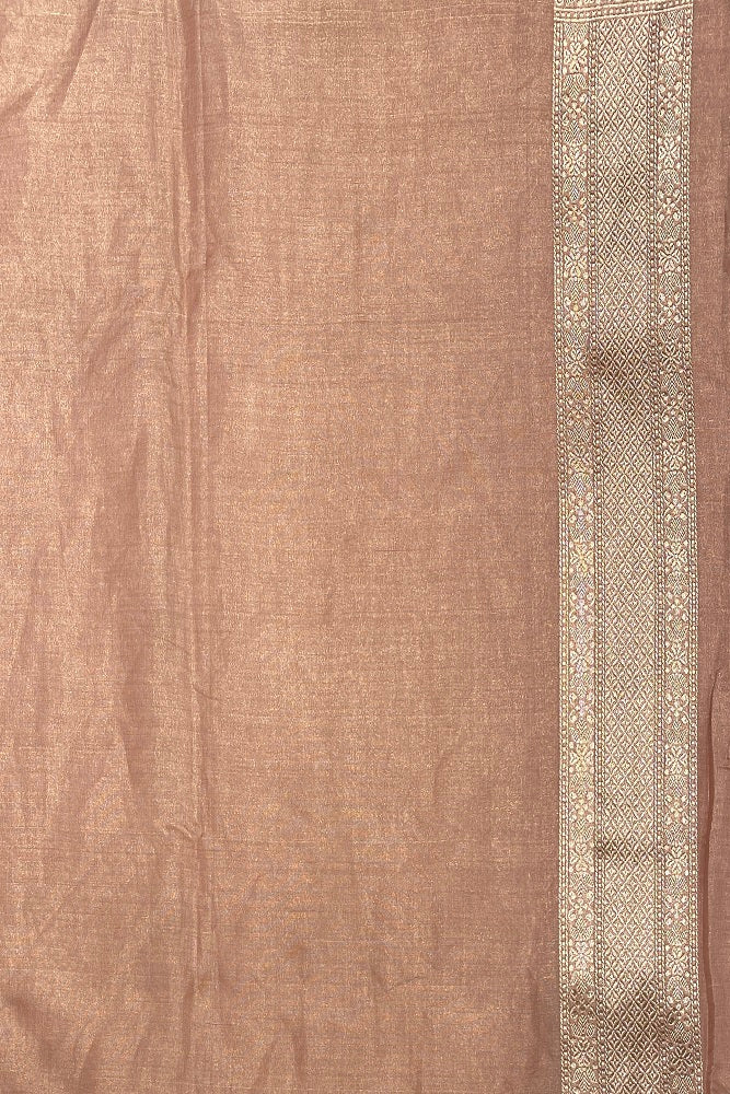 Peach Tissue Banarasi Silk Saree , With Blouse