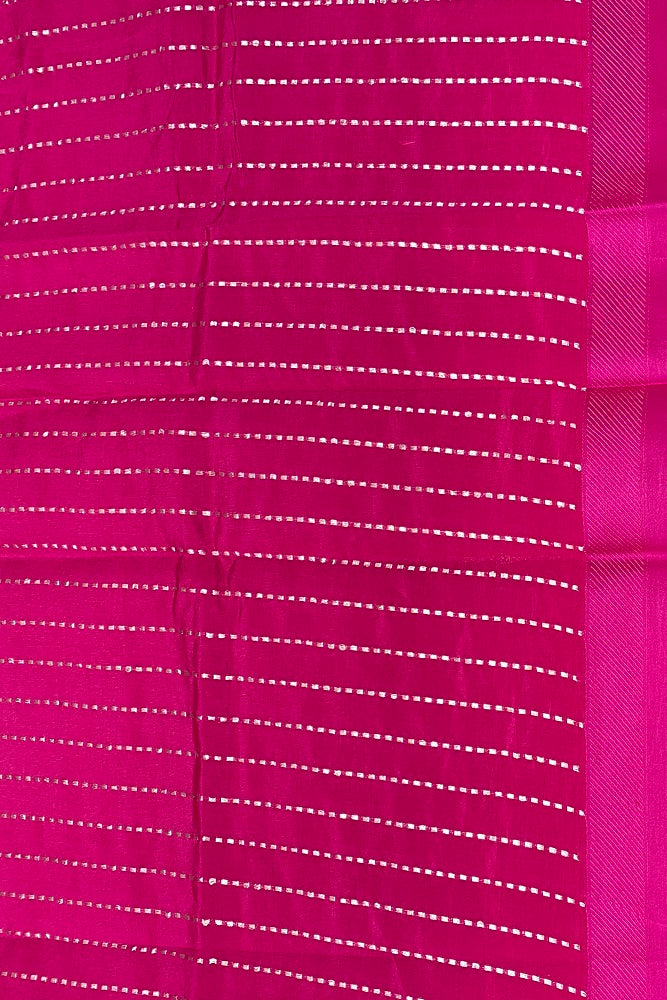 Rani Pink Poona Silk Saree Golden Zari Woven Buttas,With Blouse