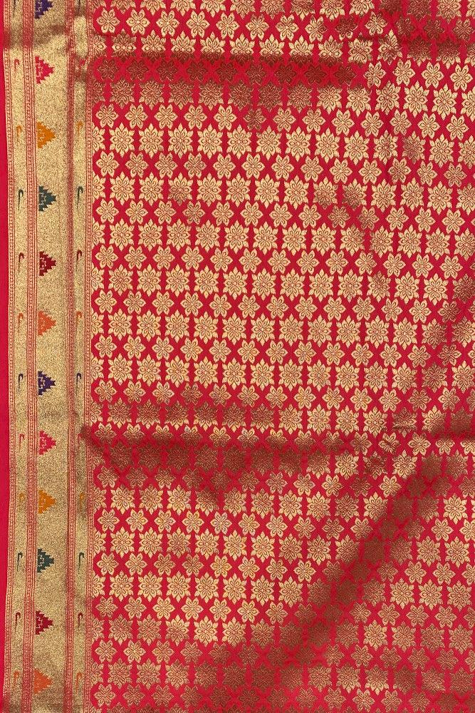 GOLD PAITHANI SILK SAREE MULTI COLOUR WEAVING