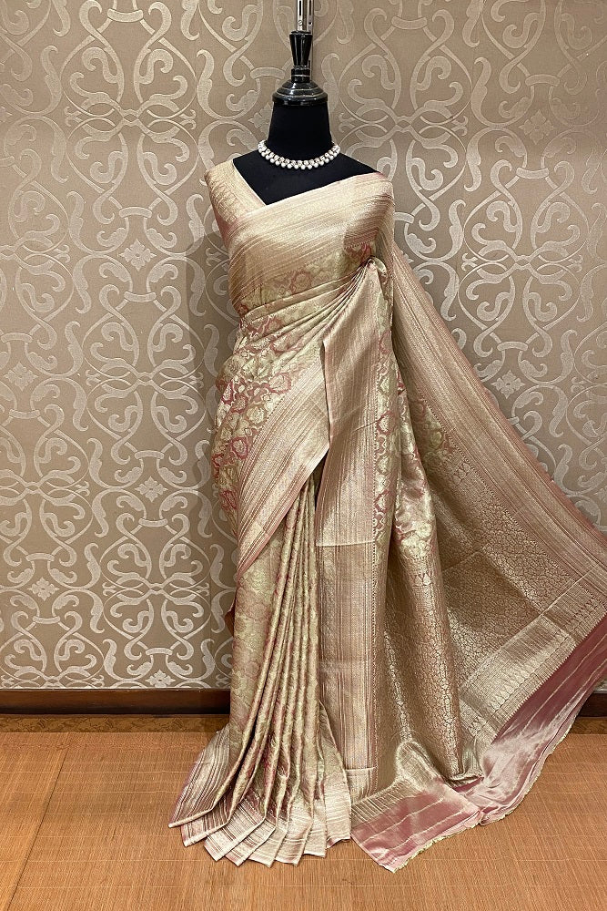 Multi Brocket Crepe Silk, Party Wear Saree With Blouse Piece