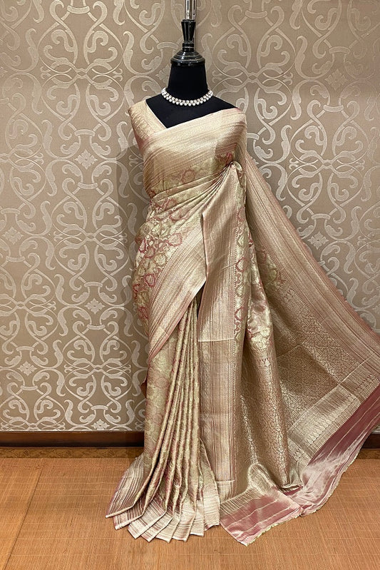 Multi Brocket Crepe Silk, Party Wear Saree With Blouse Piece