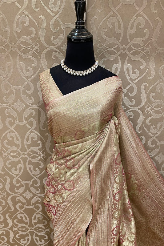 Multi Brocket Crepe Silk, Party Wear Saree With Blouse Piece