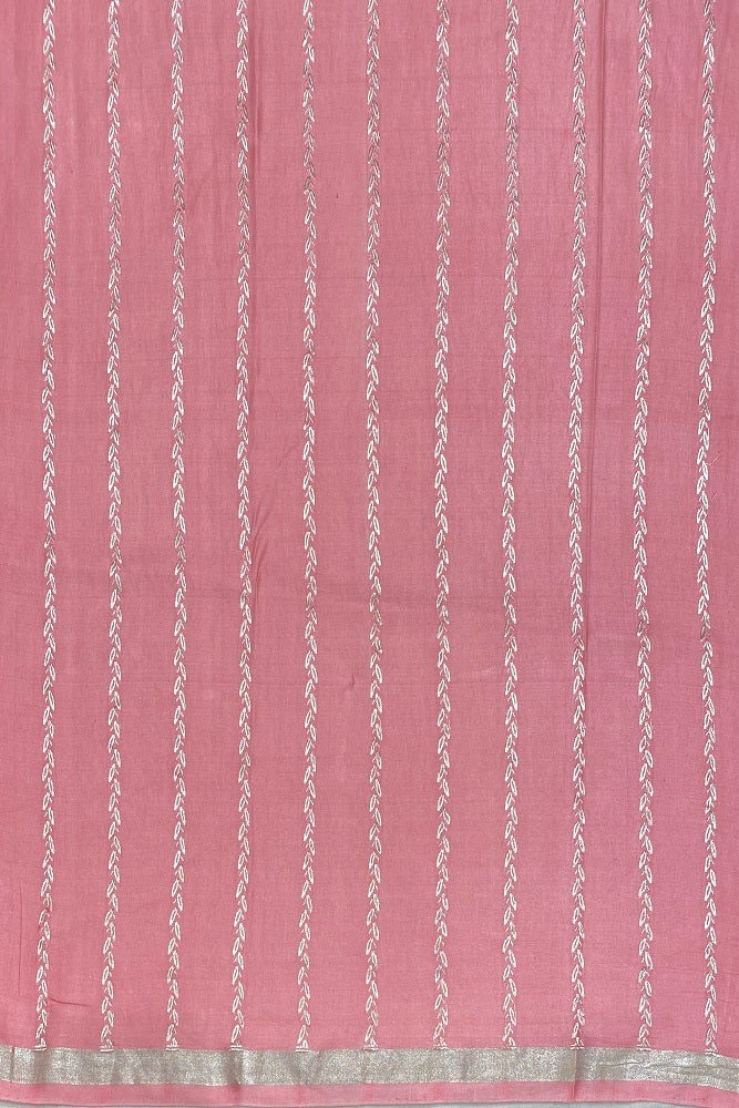 Pink Mashru Silk Banarasi Kadwa Handloom Saree, With Blouse