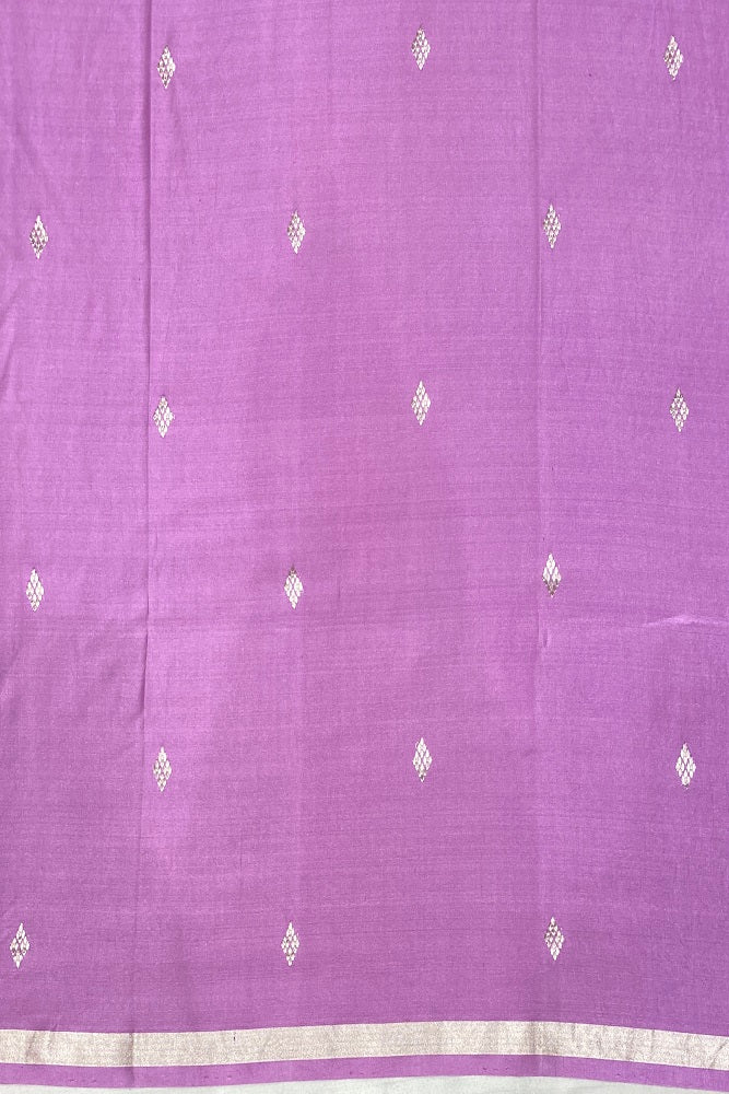 Mauve Mashru Silk Banarasi Kadwa Handloom Saree, With Blouse