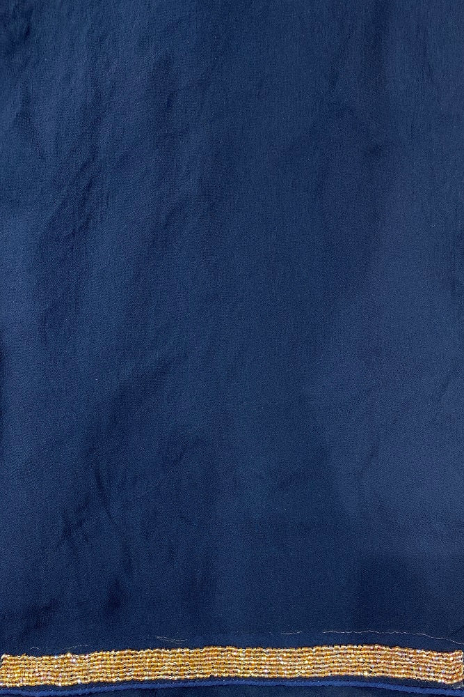 Blue Georgette Kashmiri Work, Party Wear Saree, With Blouse.