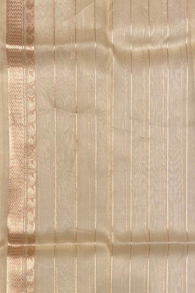 Offwhite Kora Banarasi Silk Saree, With Blouse Piece