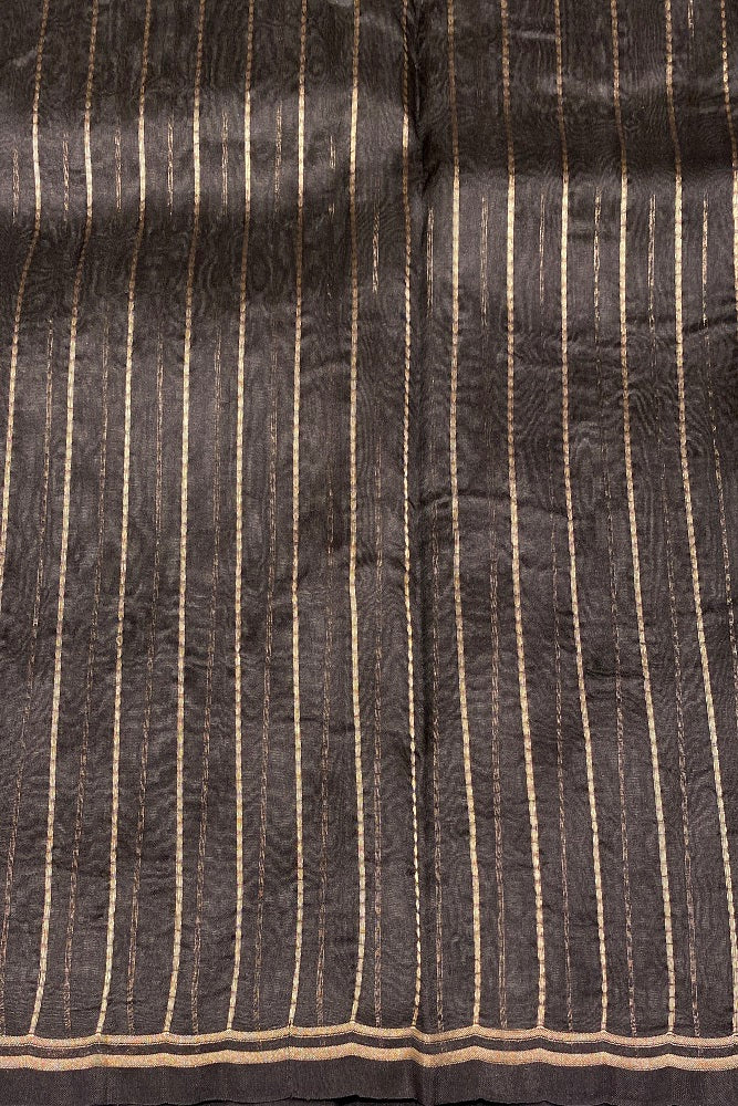 Black Kora Banarasi Silk Saree, With Blouse Piece