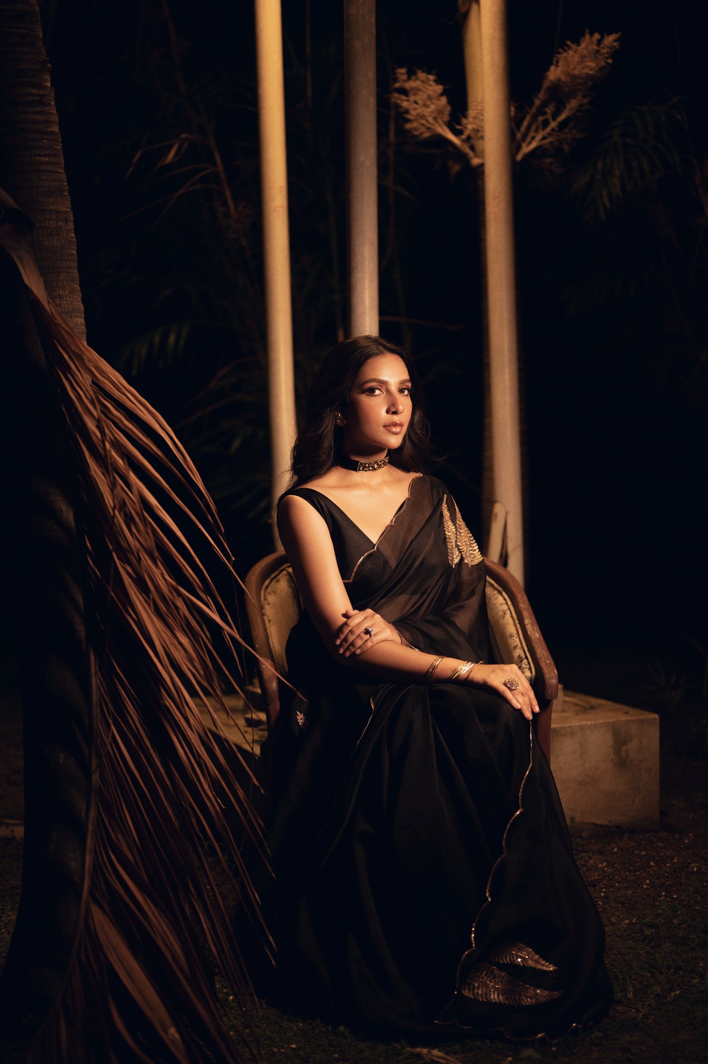Black Organza Silk Embroidery Saree, With Unstiched Blouse