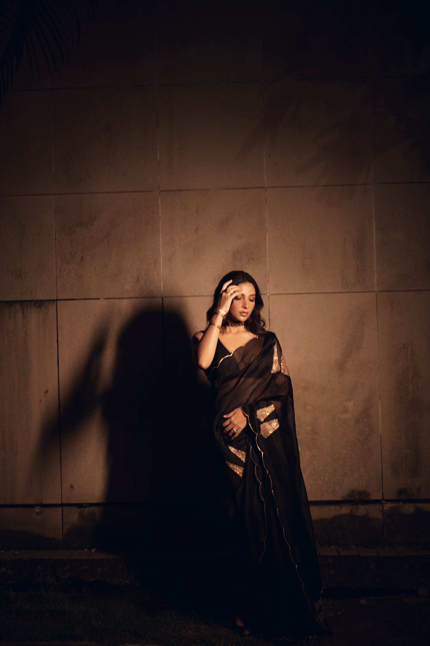 Black Organza Silk Embroidery Saree, With Unstiched Blouse