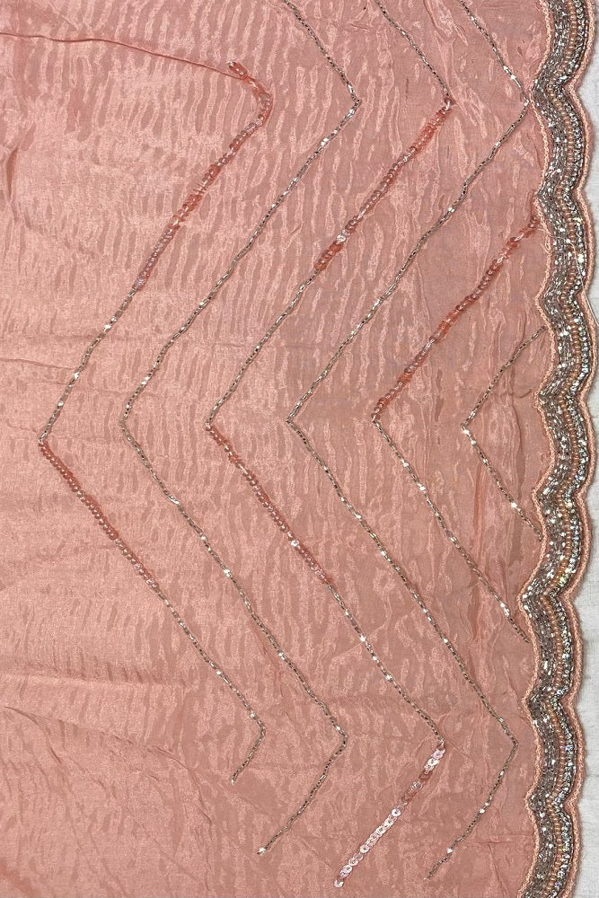 Peach  & Grey Shaded Party Wear Embroidered  Sequins Saree With Blouse Piece